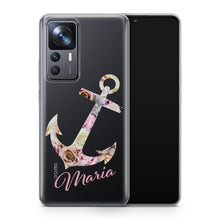 Lade das Bild in den Galerie-Viewer, Handyhülle Xiaomi mit Name Anker & Blumen
