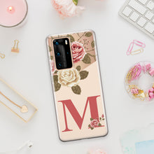 Lade das Bild in den Galerie-Viewer, Huawei P40 Handyhülle Transparent mit Blumen Buchstabe frei wählbar Kaufen