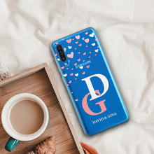 Lade das Bild in den Galerie-Viewer, Samsung S51 Handyhülle Silikon Transparent individuell zu Gestalten Name oder Datum mit Initialen als Geschenk Hochzeit