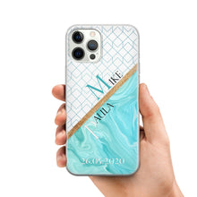 Lade das Bild in den Galerie-Viewer, Handyhülle Xiaomi personalisiert mit Namen blauer Marmor