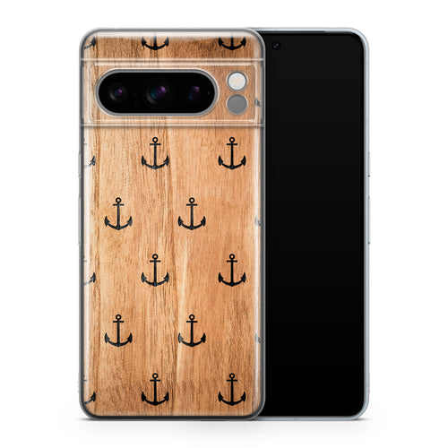 Handyhuelle Google Pixel 8 Pro, Holz, Nautic, Anker, Personalisiert