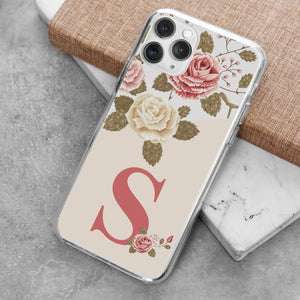 iPhone 12 Handyhülle Silikon Transparent Apple mit Blumen Buchstabe S mit Blumen Hintergrund durchsichtig Hochwertiger Druck aus Berlin