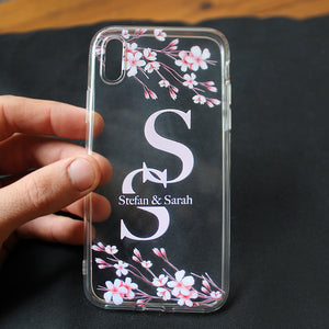 Apple iPhone X Handyhülle Transparent TPU Silikon Frühling Blüten Rosa Pink LIebe Name Namen einzigartig
