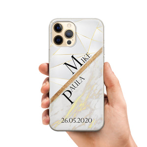 Handyhülle Xiaomi mit Namen Weiß-Gold Marmor