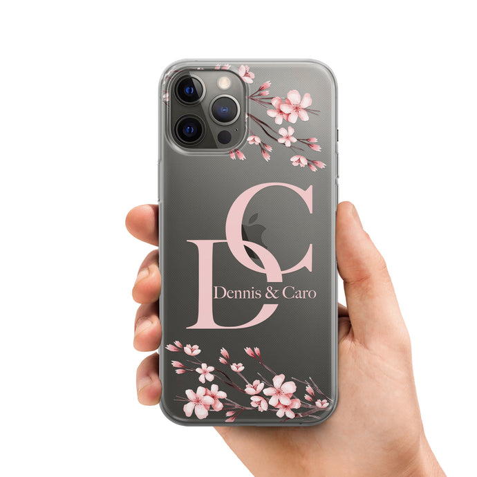 Apple iPhone 12 Handyhülle Transparent TPU Silikon Frühling Blüten Rosa Pink LIebe Name Namen einzigartig